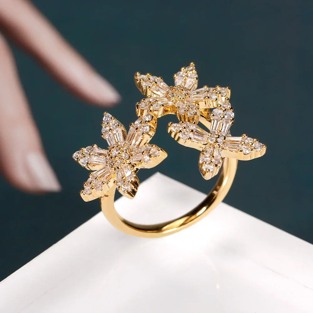 Cincin Wanita Zirkonia Kubik Tipe Daun Sederhana Mode Permata Perhiasan Pernikahan & Pertunangan Pengantin Keluaran Baru 2025 Diskon Besar