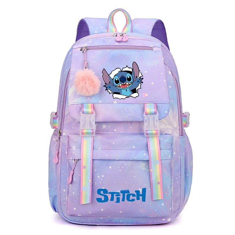 Disney Stitch Binder dla studentów Plecak podróżny dla dziewczynek o dużej pojemności Wodoodporny nowy styl College Anime Print Insider