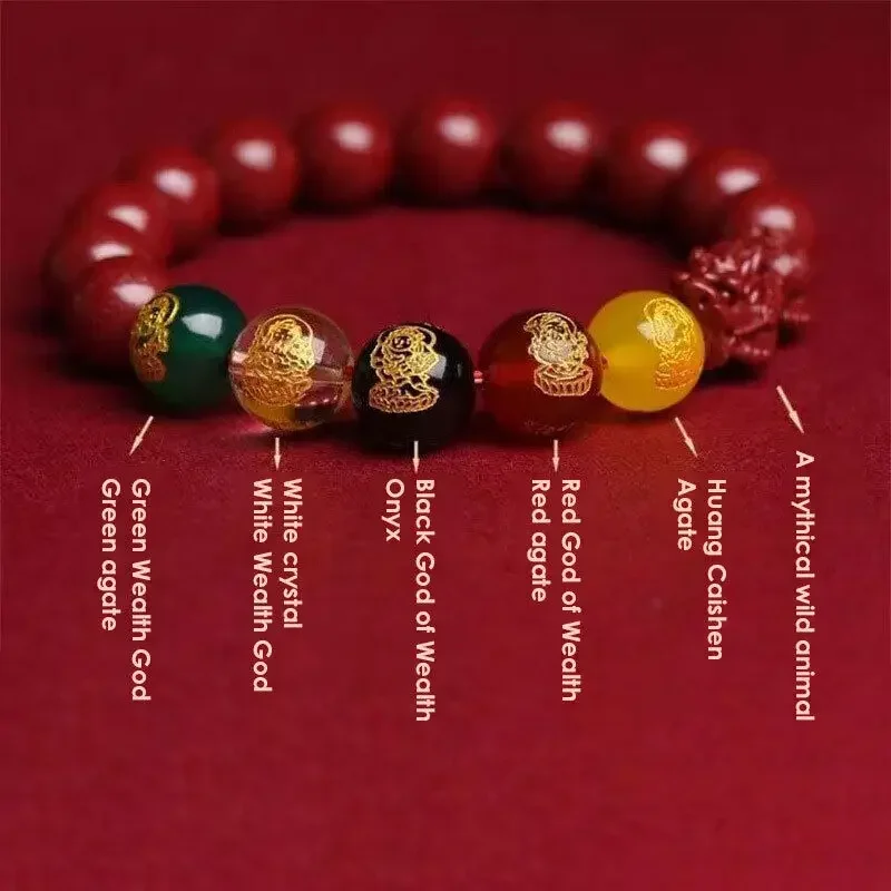 Fashion Unisex Wealth Good Luck Bracelet FengShui Pixiu Charms Cinnabar Bracelet Lucky Cinnabar Chain Charm Bracelets Jewelry