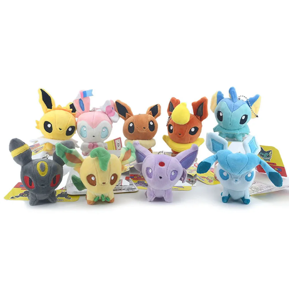 Pokemon Keychain Eevee Sylve Jolteon Vaporeon Glaceon Flareon Doll Kawaii Pendant Toy Hobbies Birthday Gift for Children Friends