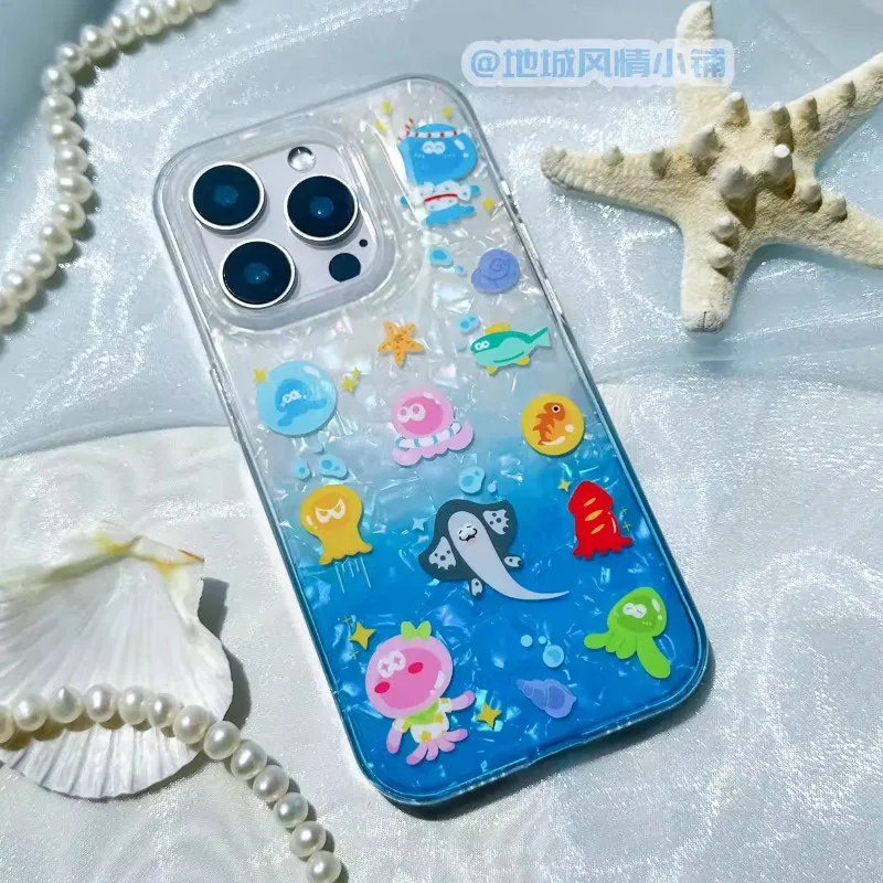 Splatoon Spray Doujin Medusa Ocean Shell Pattern Imd Custodia per cellulare per Iphone