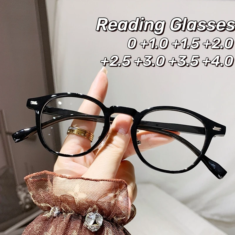 

2024 Personality Large Frame Women Reading Glasses Trendy Round Frame Anti Fatigue Eyewear Anti Blue Light Presbyopia Glasses