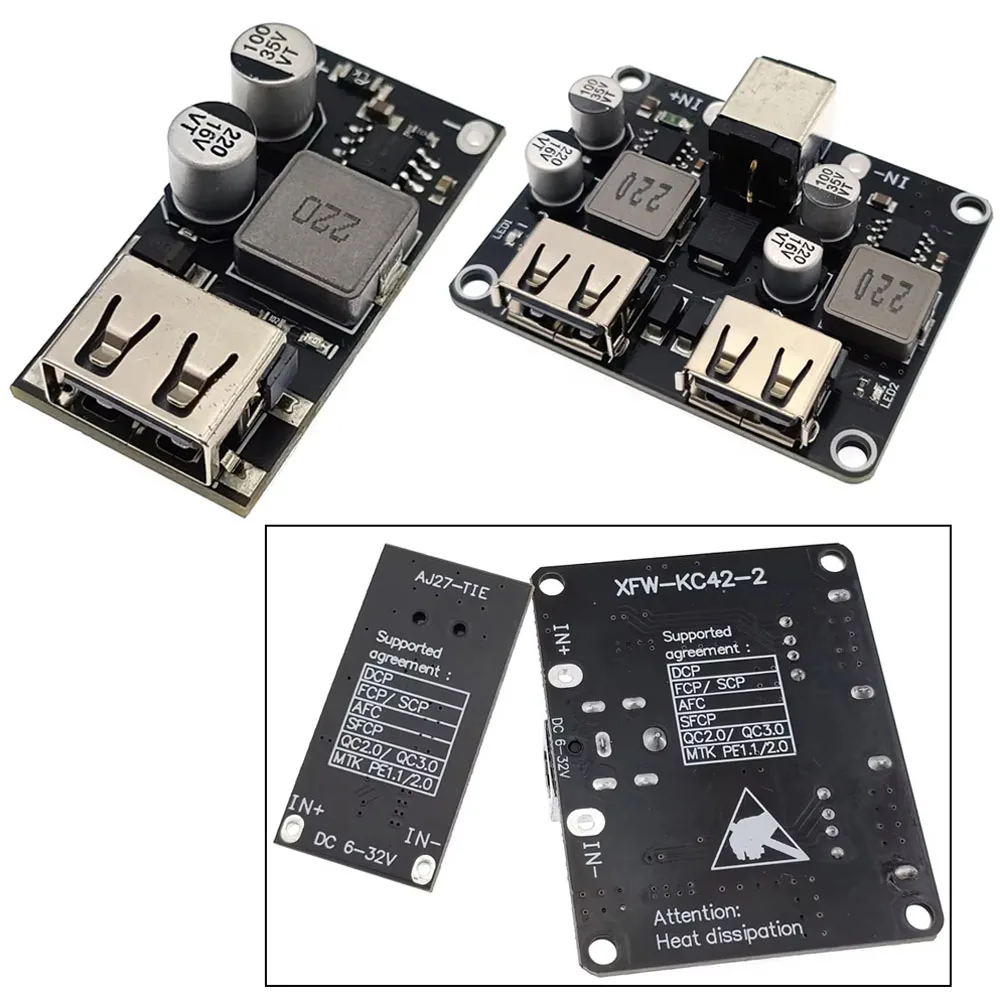

USB QC3.0 QC2.0 USB DC-DC Buck Converter Charging Step Down Module 6-32V 9V 12V 24V to Fast Quick Charger Circuit Board 5V
