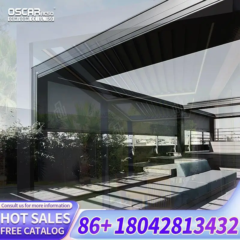 Motorized Aluminium Canopy Tent with Side Blind for Patio Garden Backyard pergola