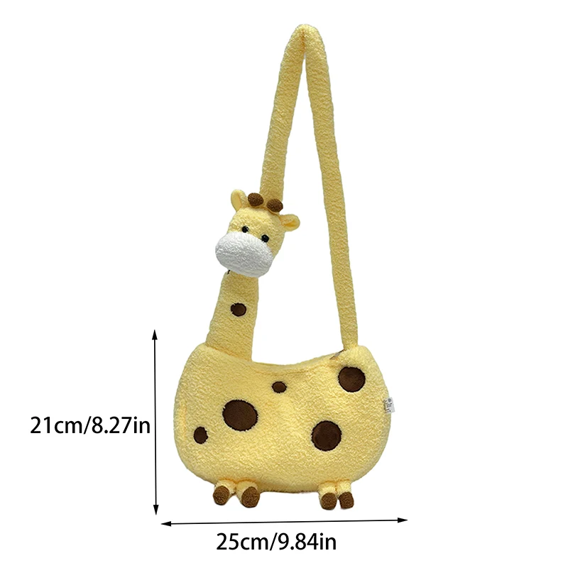 Trendy Cute Giraffe Plush Doll Cartoon Animal Large Capacity Crossbody Bag Shoulder Bag Cosmetic Bags Girly Heart Backpack Gifts