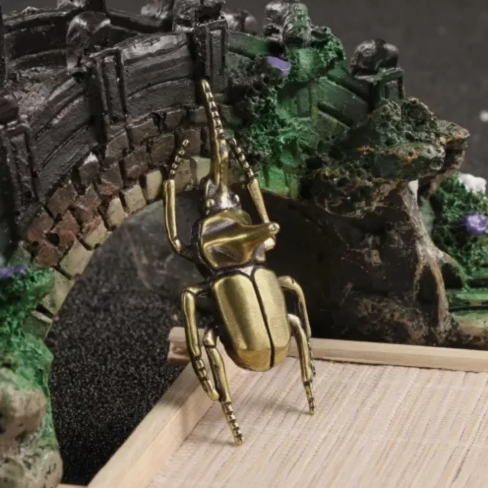 Tabletop Figurine Brass beetle Animal Statue Small Sculpture Home Decor Gift