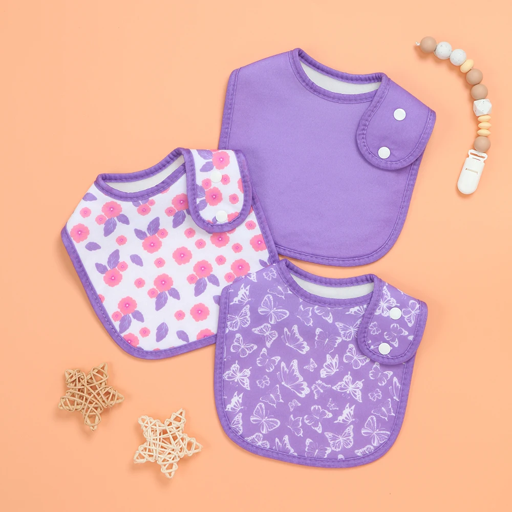 

Набор из 3 милых нагрудников для девочек: очень мягкие, впитывающие, с регулируемыми застежками, гипоаллергенные