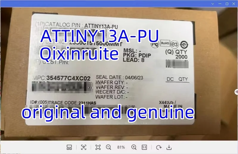 Qixinruite  New original ATTINY13A-PU=TINY13A direct insert DIP-8 8-bit microcontroller chip