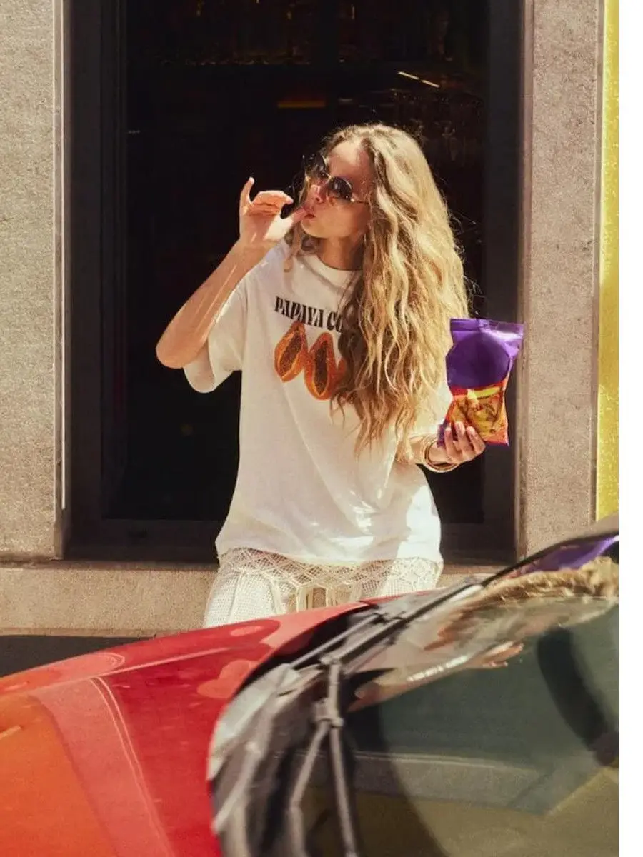 Urocze koszulki z wzorem papai, słodkie damskie unikatowe retro bluzki z krótkim rękawem, 100% bawełna, luźne letnie koszulki damskie w dużych rozmiarach.