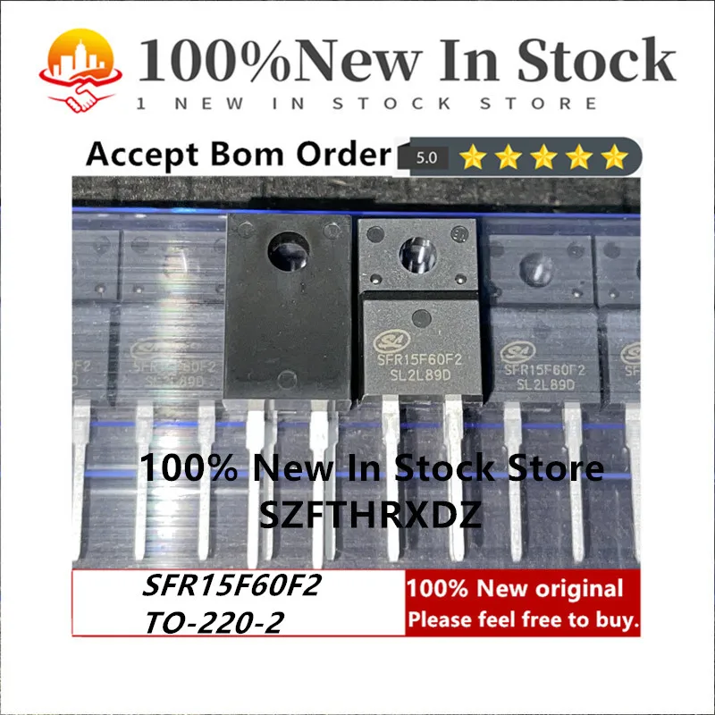 100% NEW ORIGINAL SFR15F60F2 TO220F-2 SFR15F60T2 TO220-2 15A 600V Fast Recovery Diode