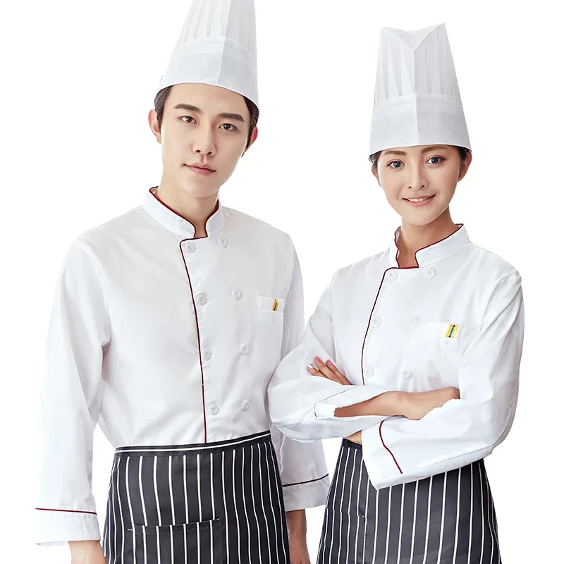 Chef overalls men short-sleeved summer breathable catering clothing long-sleeved canteen kitchen clothes fattening increase.