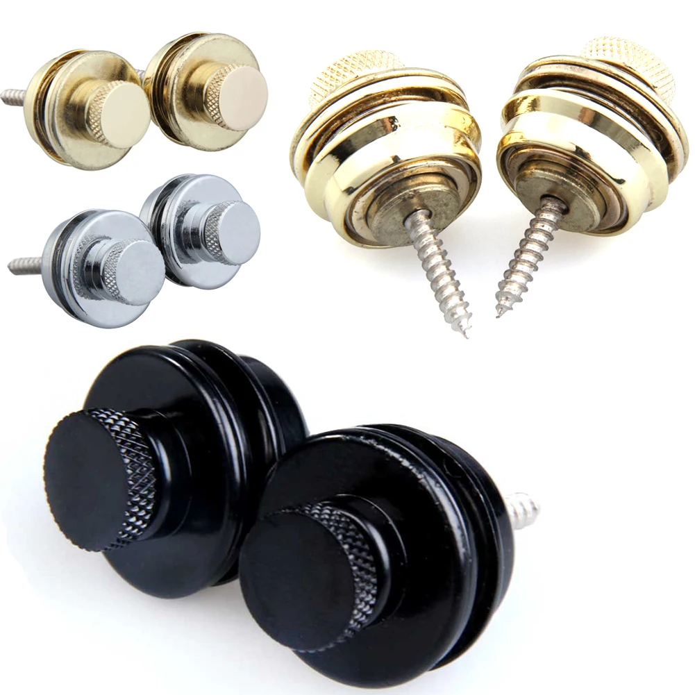 1/2pcs Electric Guitar Straplock Alloy Bass Safety Straplocks Flat Head Heavy Duty Button Security Straplock Musical Accessories