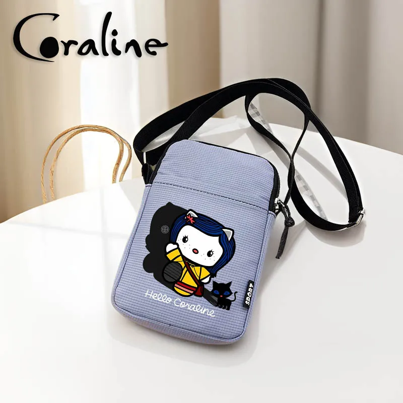 

Kawaii Coraline Women's Nylon Crossbody Bag Halloween Causal Women's Bags Mini Nylon Messenger Bag Ladies Soft Women's Handbag