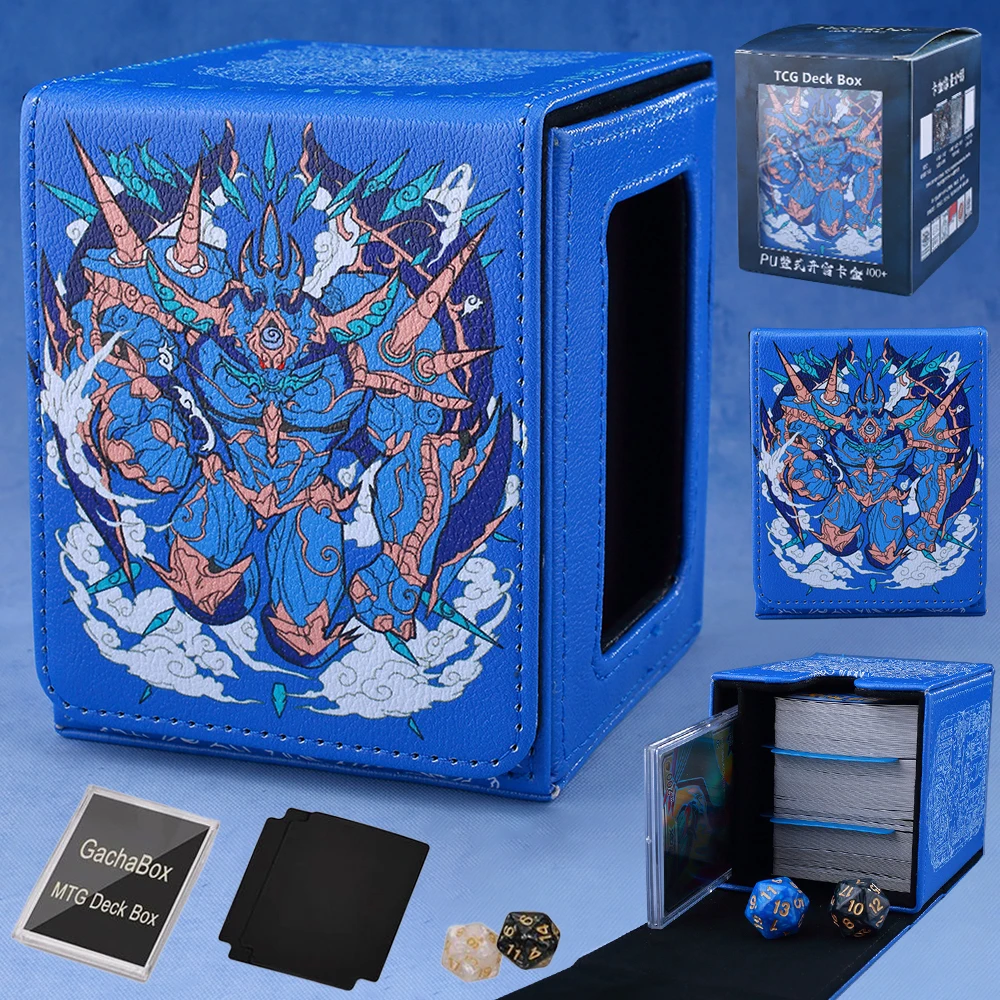 Gacha 100+Load Trading Card Deck Box With 2 Dividers PU Leather