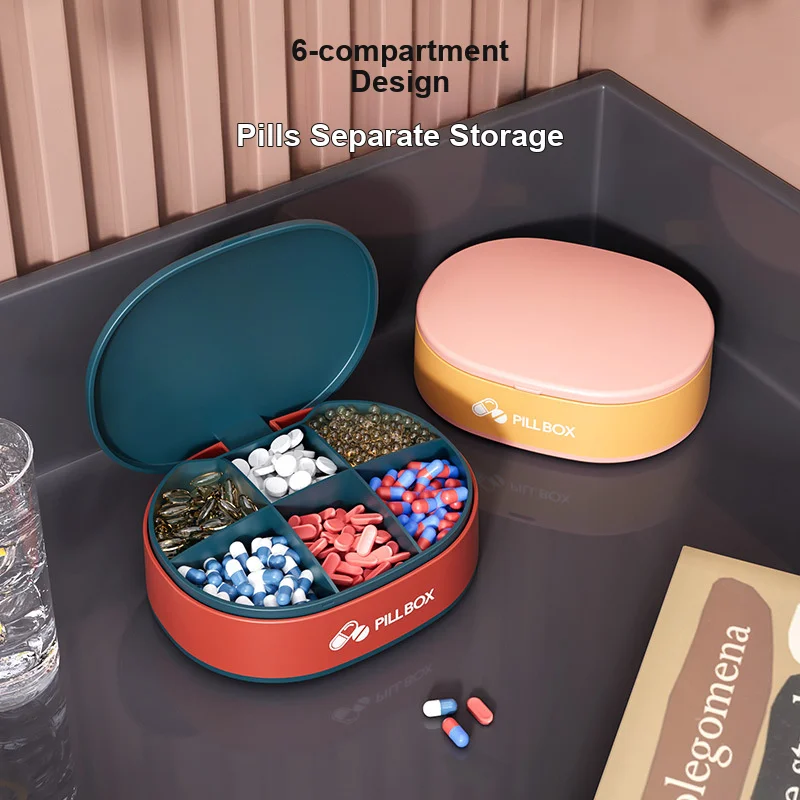 Mini Portable 7 Day Pill Box, Morning Noon Evening Compartments, Sealed Moisture-Proof Medicine Sorting Storage Case