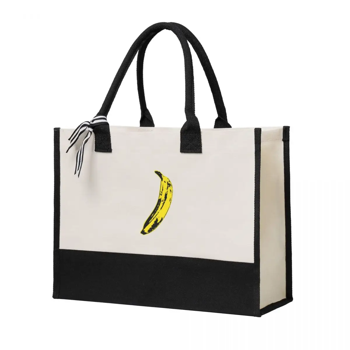 Tas belanja hadiah kanvas tas kapasitas besar kanvas Warhol Banana hadiah kualitas dapat disesuaikan