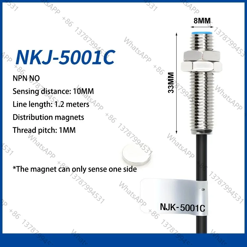 M8 M12 M18 Hall Proximity Switch NJK-5002C Sensor Three-Wire NPN Normally Open Normally Closed Magnetic Sensor