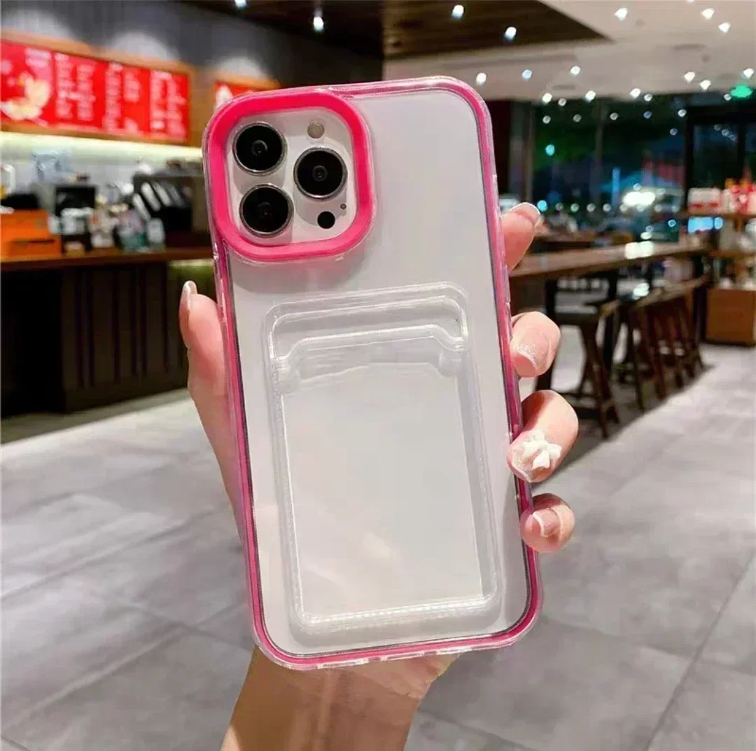 หรูหรากระเป๋าใสสําหรับiPhone 11 12 13 14 15 Pro Maxธรรมดากันกระแทกกันชนนุ่มTPU Cover