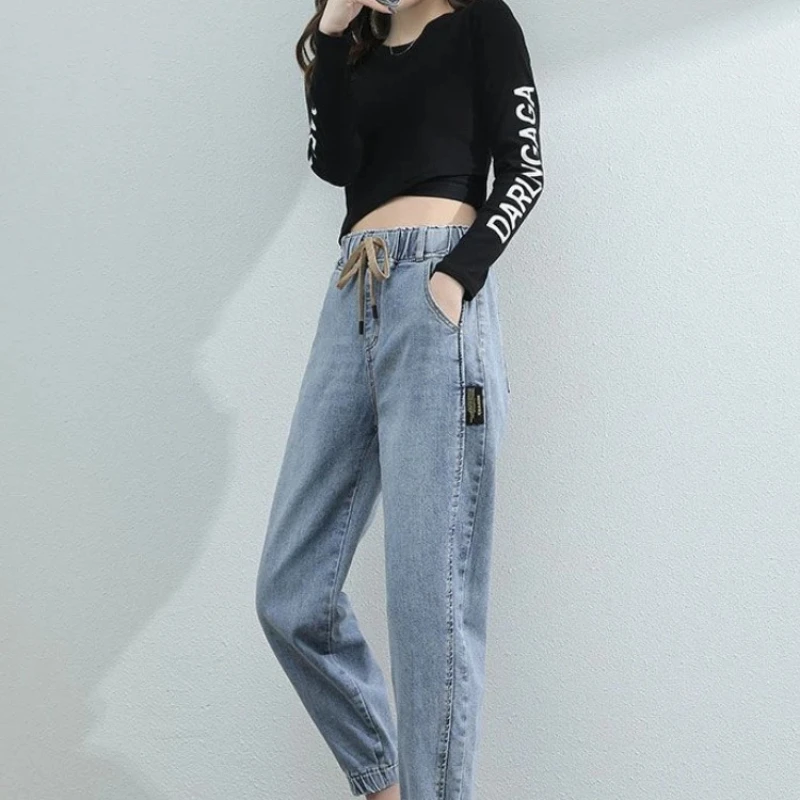 Jeans da donna Harem gamba dritta pantaloni da cowboy femminili giapponese Y2k aderente tendenza 2025 pantaloni casual moda retrò stile coreano