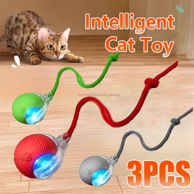 Novo gato bola interativa brinquedo bola de rolamento automático falso cauda recarregável inteligente animal de estimação brinquedo elétrico cão gato treinamento imitar mouse
