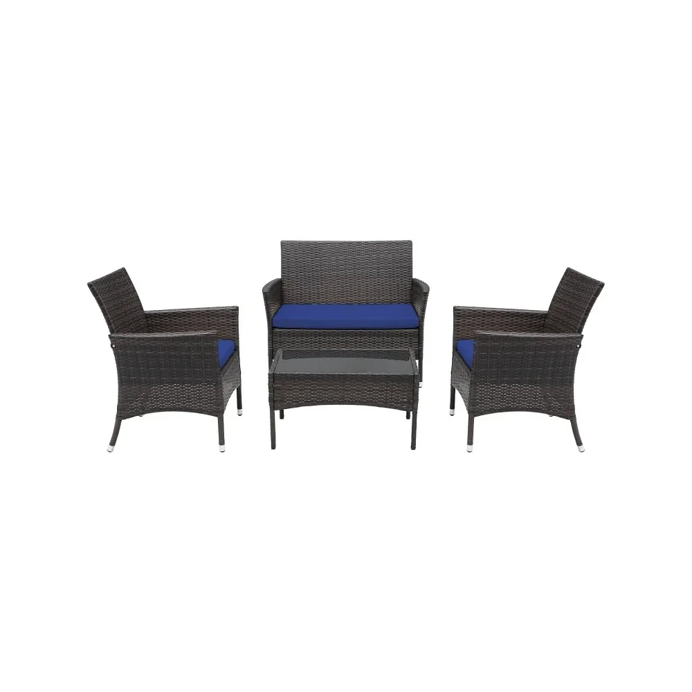 

For Terrassenmöbel-Set, 4-teilig, für den Außenbereich, Rattanstuhl, Korbsofa, Garten, Gespräch, Bistro-Sets für Hof, Pool oder