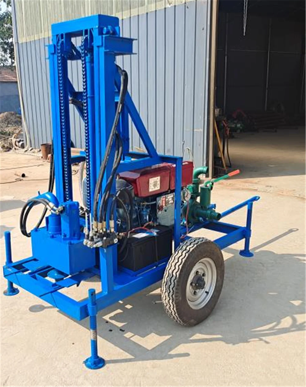 Household Portable 22 Horsepower Diesel Water Drilling Rig Machine Commercial With Wheels 120m 150m Mine Drilling Rig