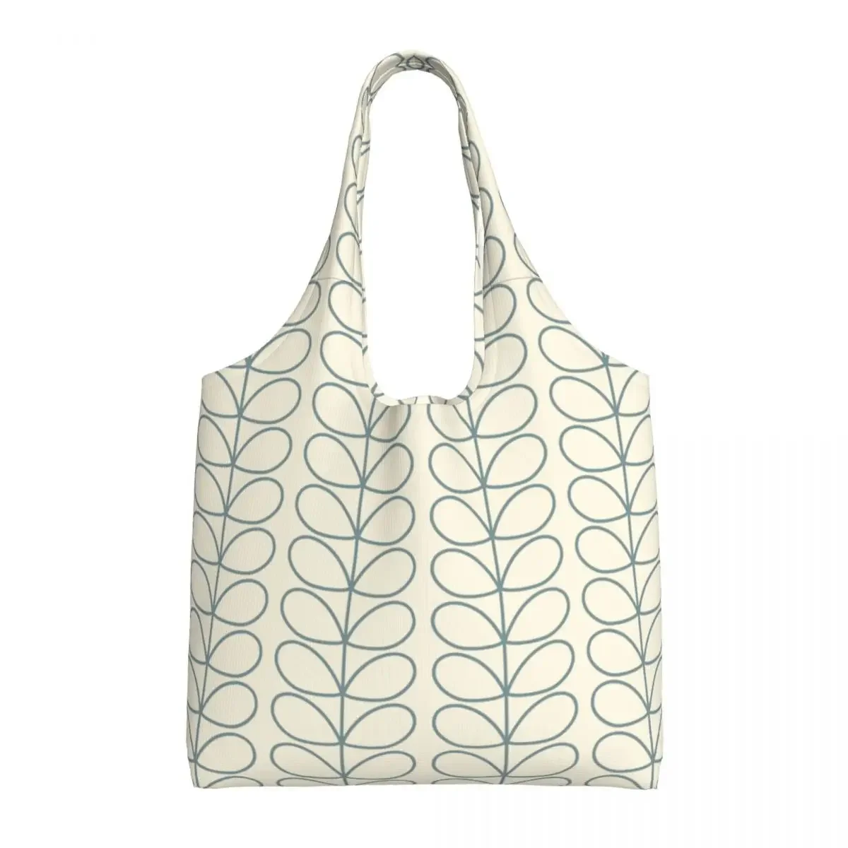 Custom Orla Kiely Linear Stem Dark Powder Blue Groceries Shopping Tote Bag Women Canvas Shoulder Shopper Bag Capacity Handbags