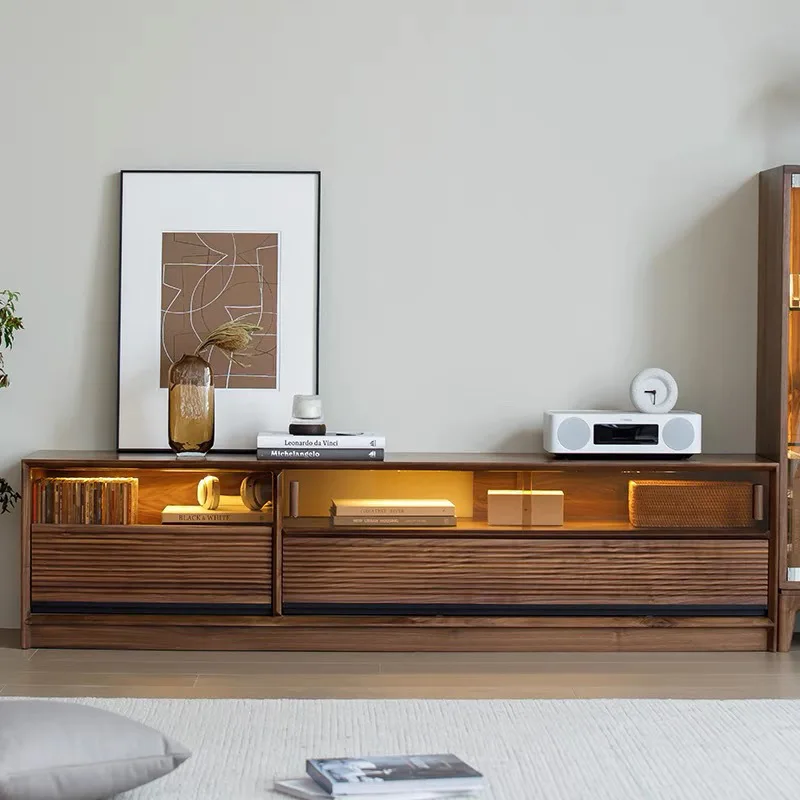 

Скандинавский шкаф для телевизора из цельного дерева, бытовой североамериканский орех, маленькая квартира, гостиная, современный простой напольный шкафчик для хранения вещей