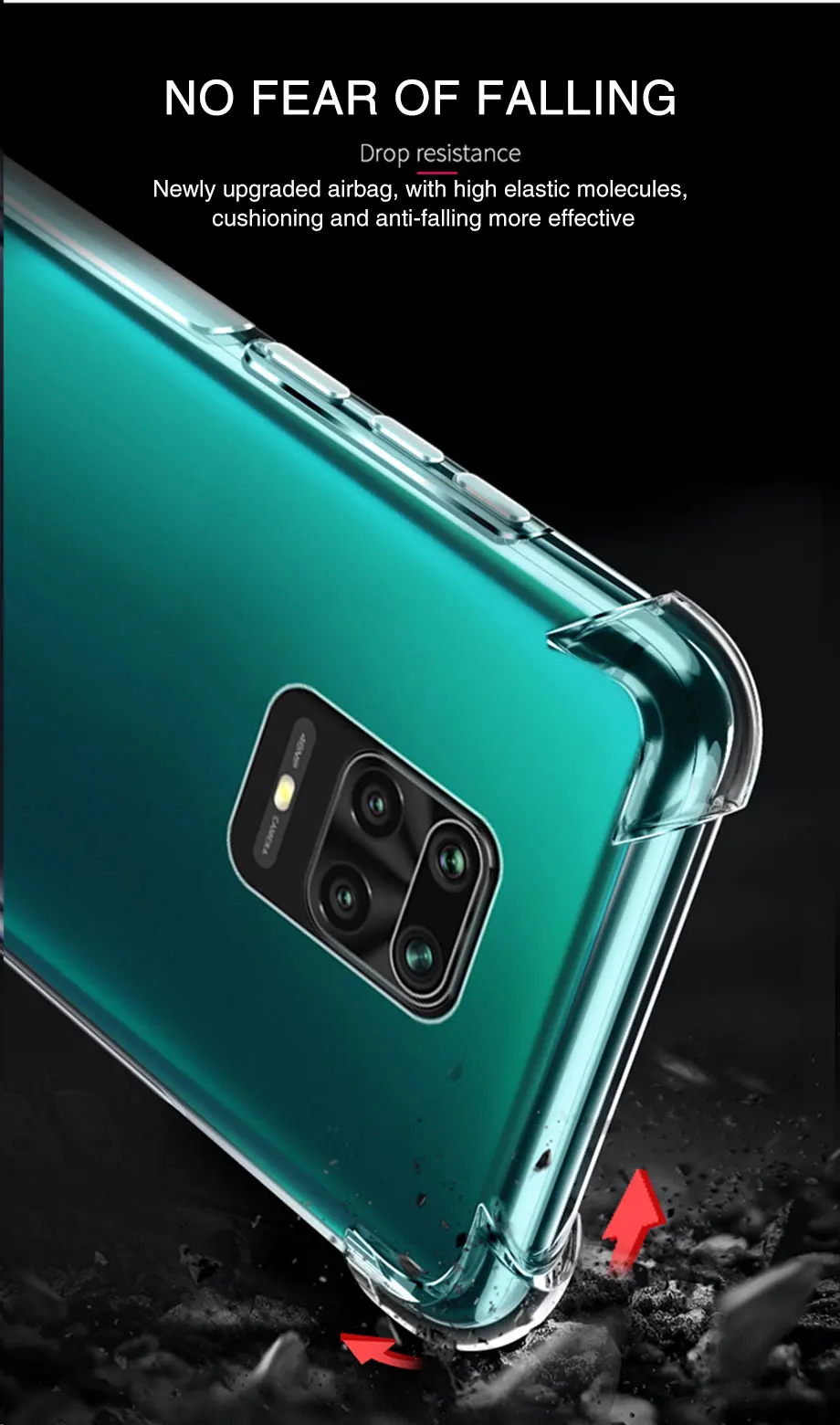 Airbag Dicke stoßfeste TPU-klare Hülle für Xiaomi Redmi Note 9 9s Note9 Pro Silikon transparente Soft Cover Cases – Detail 6