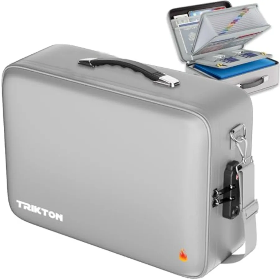 

XXL Legal-Size Fire and Water-Resistant Document Box with TSA Lock - Hard-Shell Case 17×13×6 in Hard Case File Organizer for Im