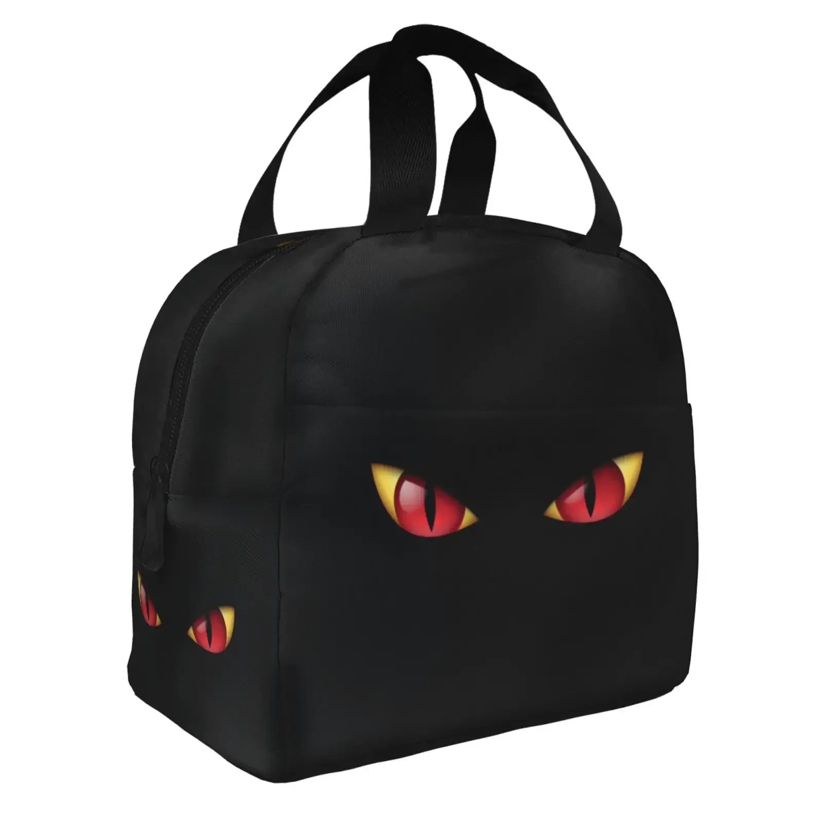Devil Eye Pattern Print Lunch Bag Waterproof Insulated Canvas Cooler Bag Thermal Cold Food Picnic Travel Tote For Women