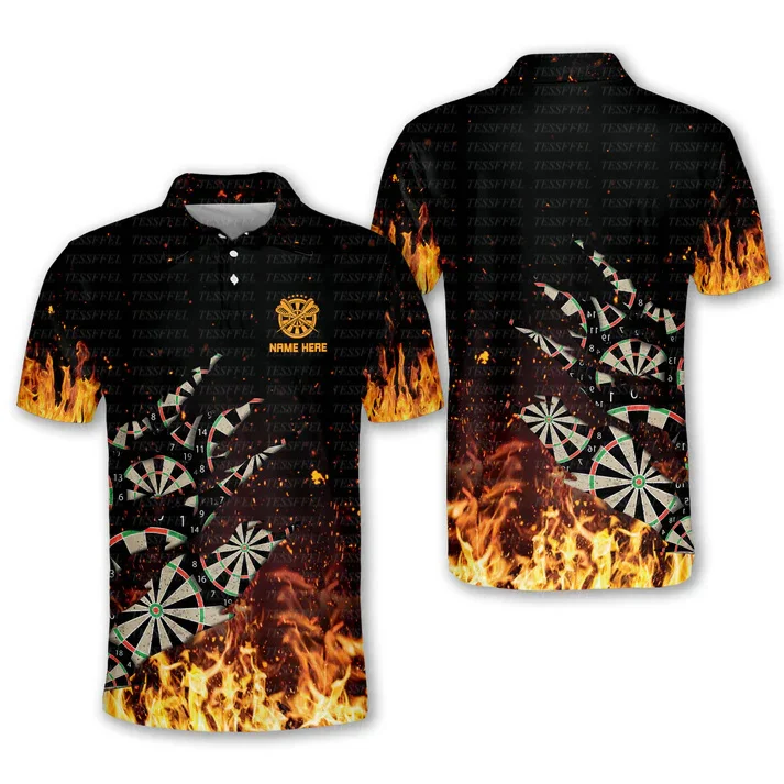 Custom Name Darts Skull Vintage Flame Gradient Graffiti Retro Pullover 3DPrint Casual Streetwear Harajuku Polo Jersey Shirts A0