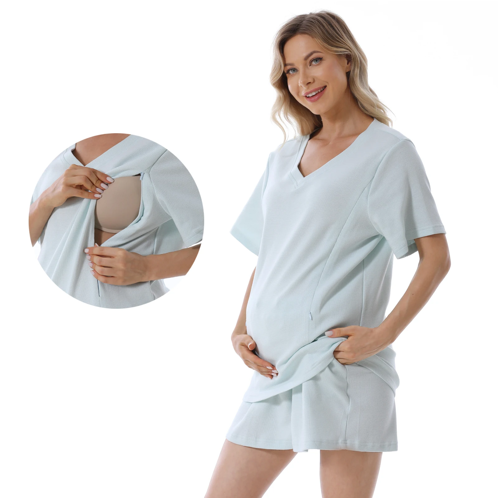 

Big Size Pregnant Women Tops Shorts Pant Summer Breastfeeding T-shirt Casual Sport Maternity Clothes Postpartum Nursing Clothes