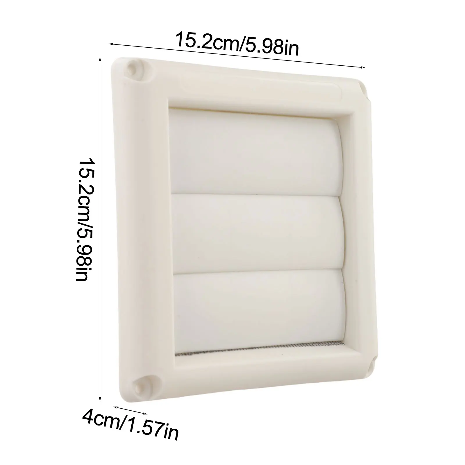 White Plastic Air Vent Grille With Screen For Outdoor Wall HVAC Ducts Easy Install Paintable Louver Cover 4 5 6 Inch