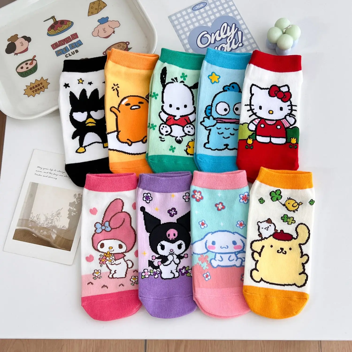 

5pairs For Kuromi Adult Socks High Quality Cartoon Kitty Comded Cotton Socks Sports Socks Male Tide Sock Gift