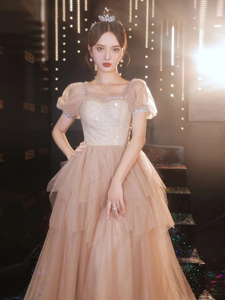

Gorgeous Evening Dresses Elegant Tulle Women's Formal Party Gowns A Line Floor Length Elegant Female Banquet Vestidos