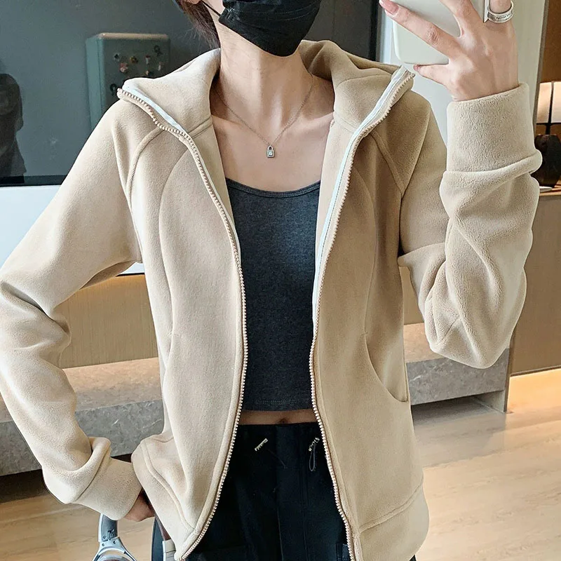 

2025 New Hooded Cardigan Sweatshirts Women Korean Loose Fit Zipper Sports Hoody Jacket Woman Casual Fleece Long Sleeve Outwear