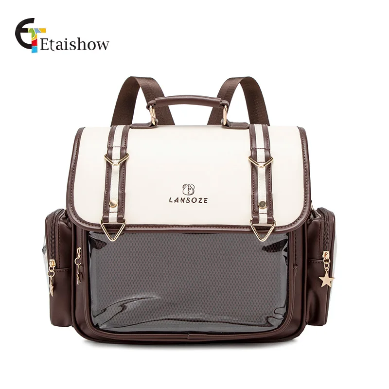 Large Capacity Commuter School Bag Double Shoulder Bookbag Single Strap Crossbody Bag for BJD Dolls Neutral Minimalist Style
