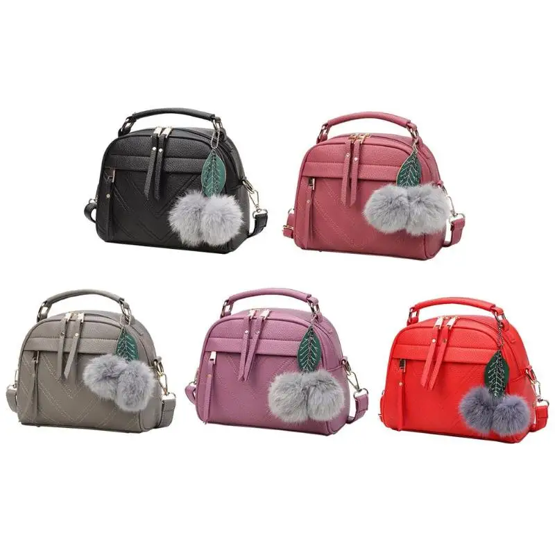 Handbag For Women Girl Fashion Messenger Bags With Ball Toy Bolsa Female Shoulder Bag Pu Leather Ladies Party Crossbody Bag