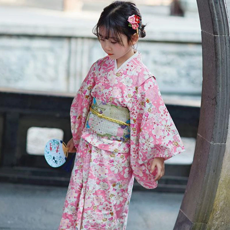 2026-girls-traditional-japanese-yukata-kimono-with-obi-national-cherry-blossom-print-performance-dress-photography-wear-cosplay
