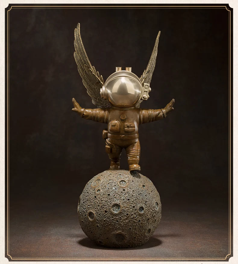 TOP COOL High grade bronze carving Dreaming Of Space flight Scientific exploration ART home office Decorative A03