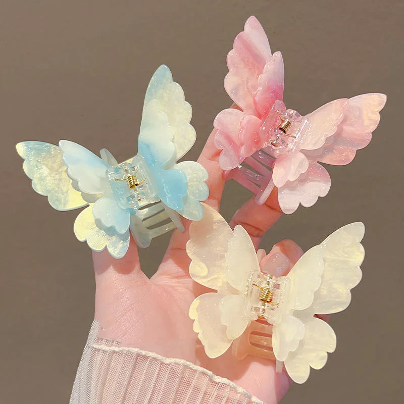 

New Sweet Colorful Butterfly Hair Claw Acetate Princess Butterfly Crab Hair Clips for Women Girls Hairpin Hair Accessories