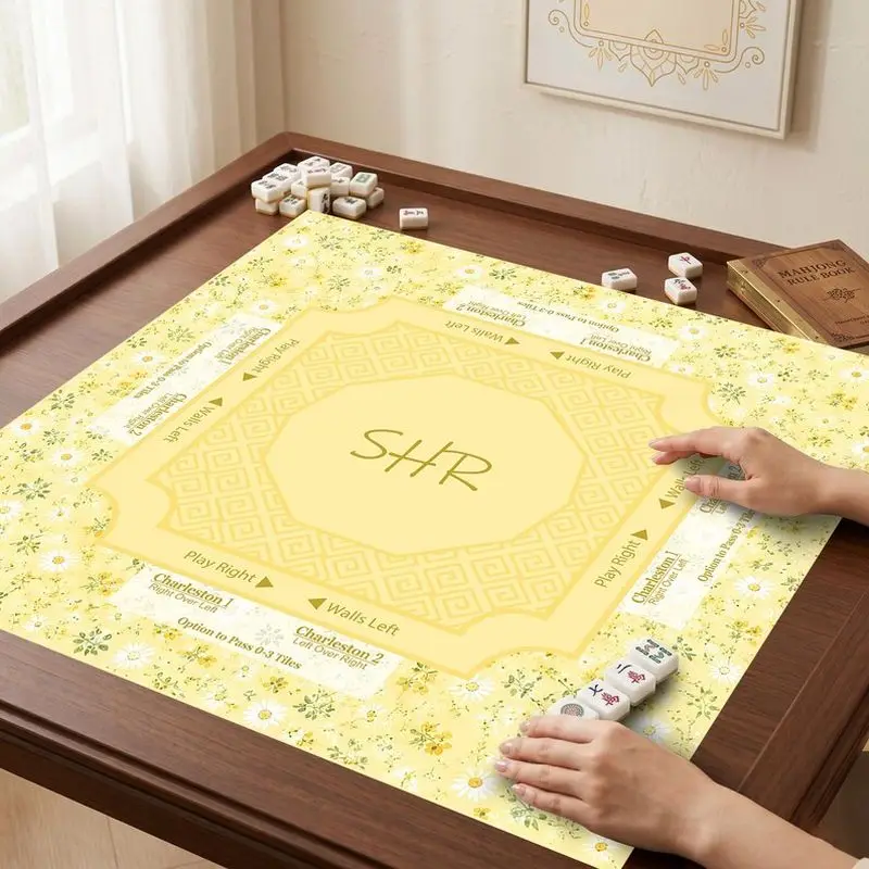 VIKAMA Cream Yellow Daisy Mahjong Mat Silent Shock Absorb Zoned Pad Warm Family American Mahjong Cover