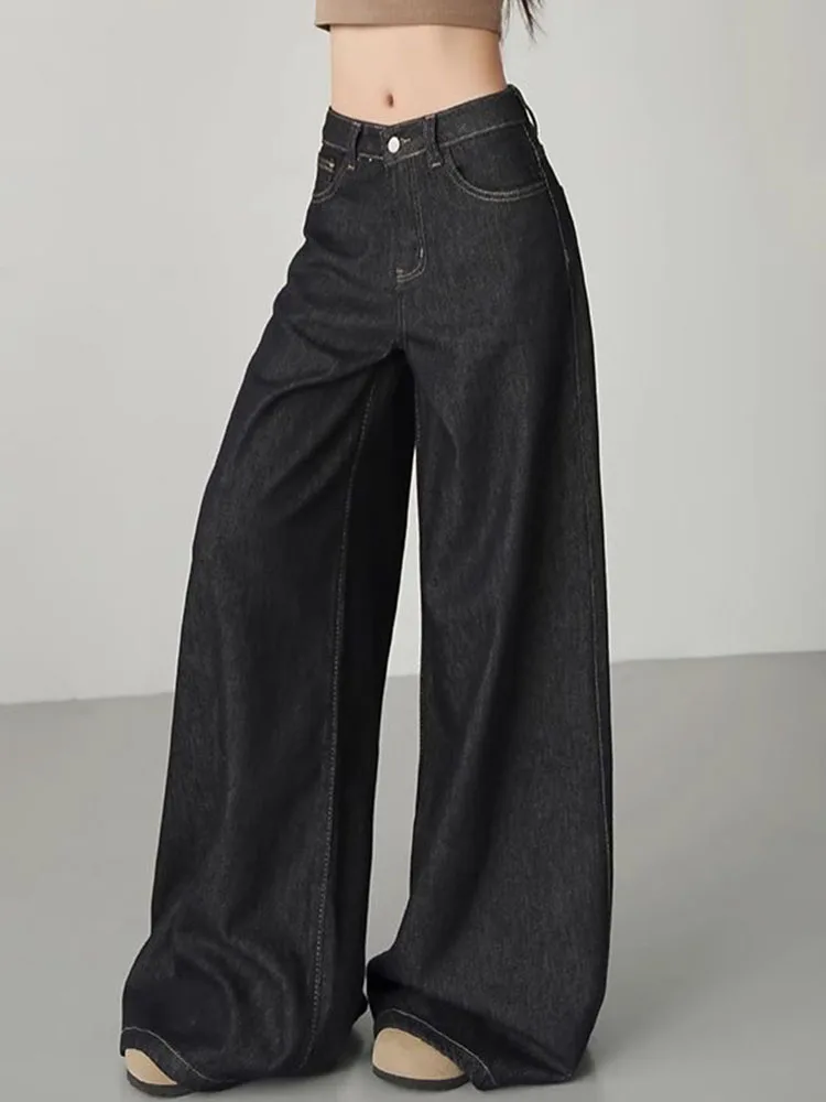Wiosna Jesień Nowe Luźne Jeansy Proste Koreańska Moda Wysoki Stan Szerokie Nogawki Spodnie Denimowe Damskie Casual Streetwear Luźne Vaqueros Nowe