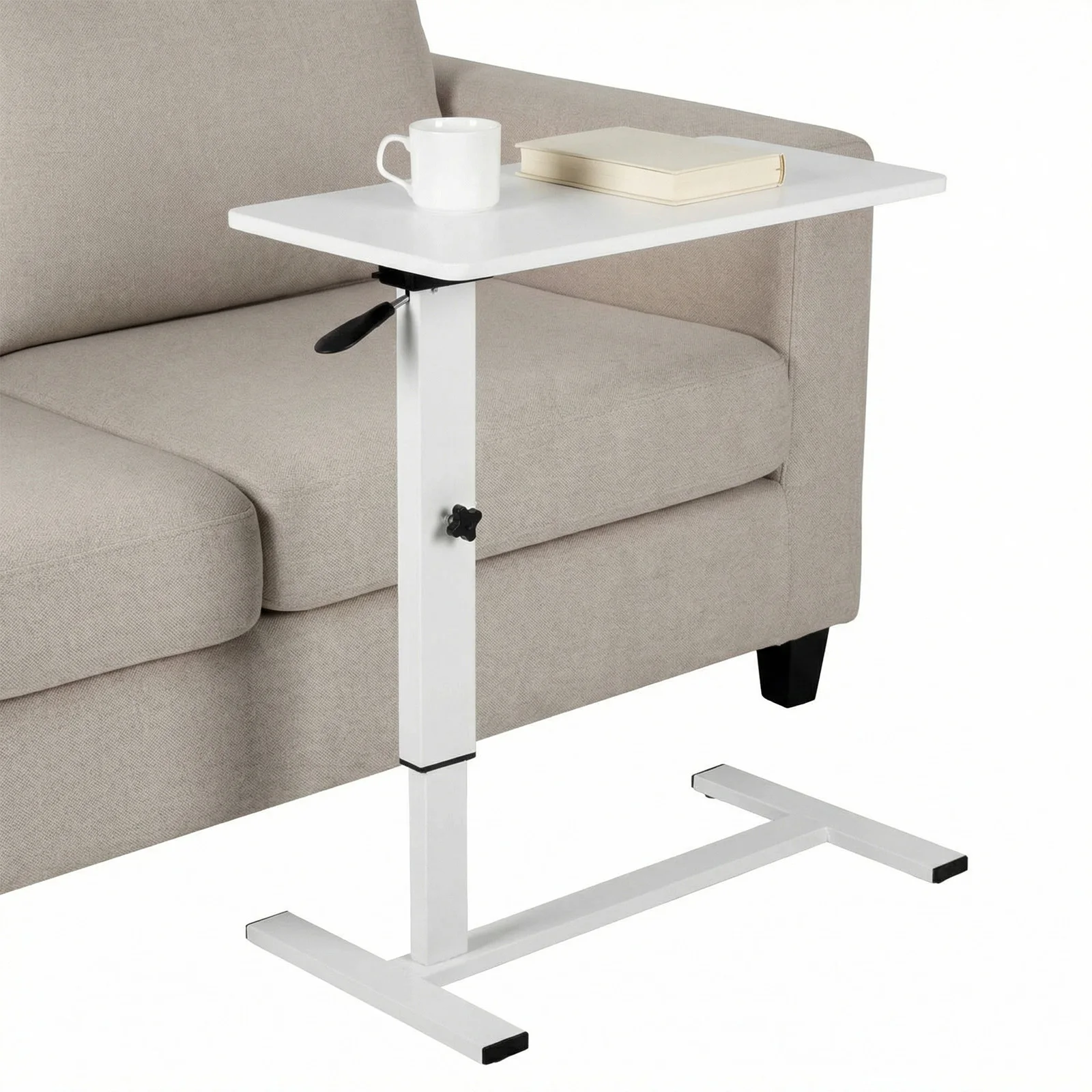 

Складной прикроватный столик на колесиках, передвижной столик для ноутбука, регулируемый по высоте (27,56-37,4 дюйма), для гостиной, спальни, использования в больнице