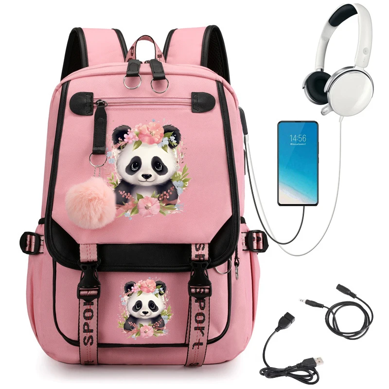 Zaino Kawaii per borse da scuola di moda scolastica per ragazze cartone animato simpatico fiore Panda zaino scuola adolescente studenti Bookbag