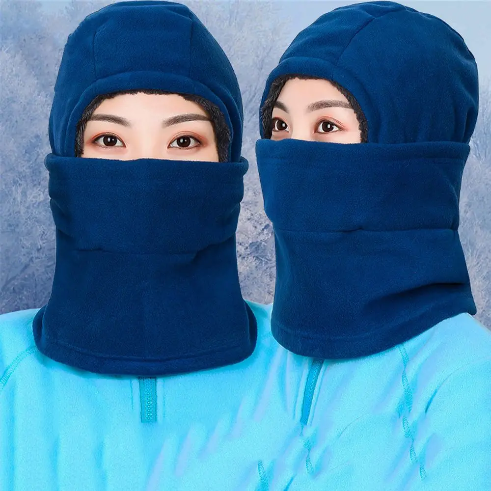 Winter Warm Outdoor Polar Fleece Hat Men Windproof Face Mask Neck Warmer Women's Thickened Head Cover Sports Scarf Caps