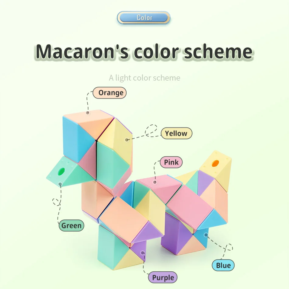 MOYU sihirli cetvel 24 segment sihirli kural yılan Macaron 3D bulmaca stres oyuncakları dönüştürülebilir küpler çocuk eğitim oyuncak Cubo Magico