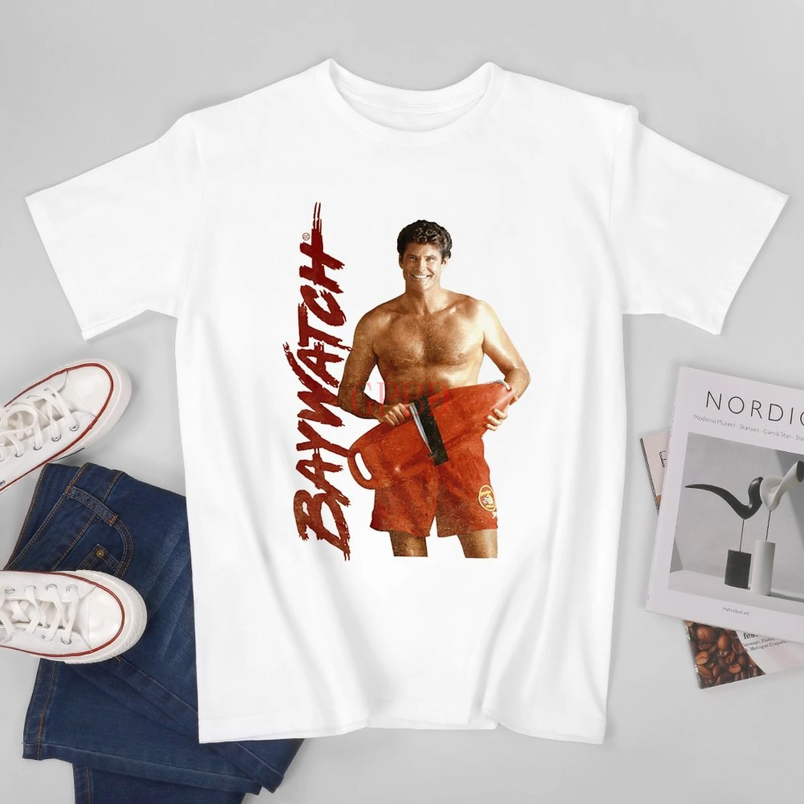 Baywatch David Hasselhoff Mens T Shirt TV LA Beach Lifeguard Mitch Buchannon