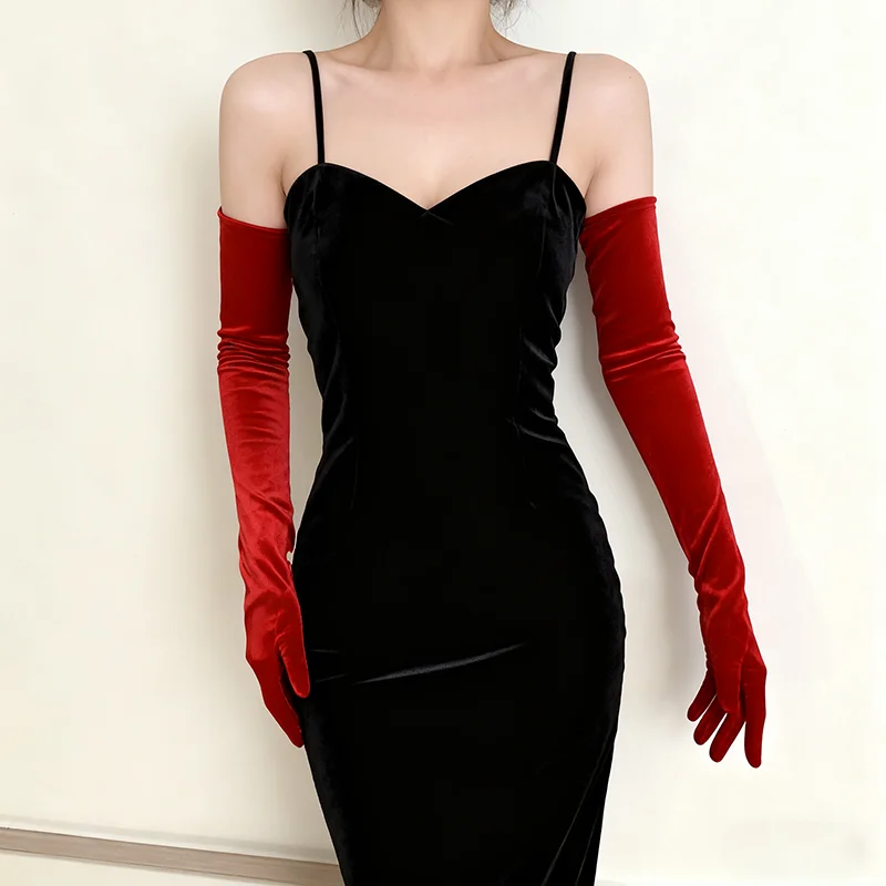 Women 65cm/53cm Velvet Long Gl - Women'S Fashion Of The 1920S recension och pris
